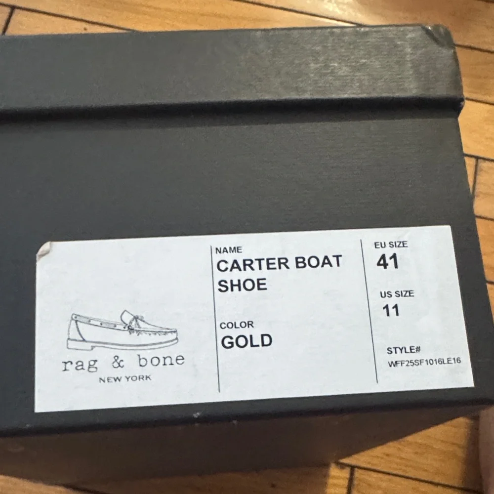 rag & bone Gold Leather Bow Driver Loafers Brand New